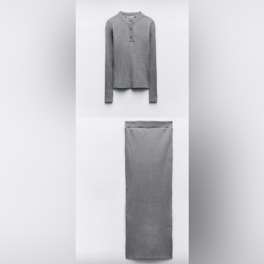 Zara Gray Ribbed Set NWT